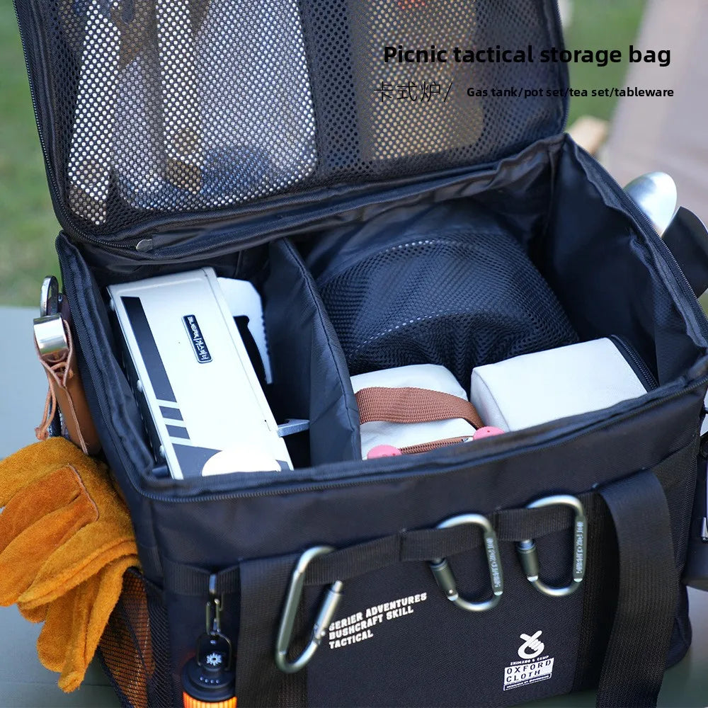 30-42L Outdoor Large Capacity Storage Bag Cookware Set Anti-collision Gas Canister Storage Box Camping Picnic Bag Tableware