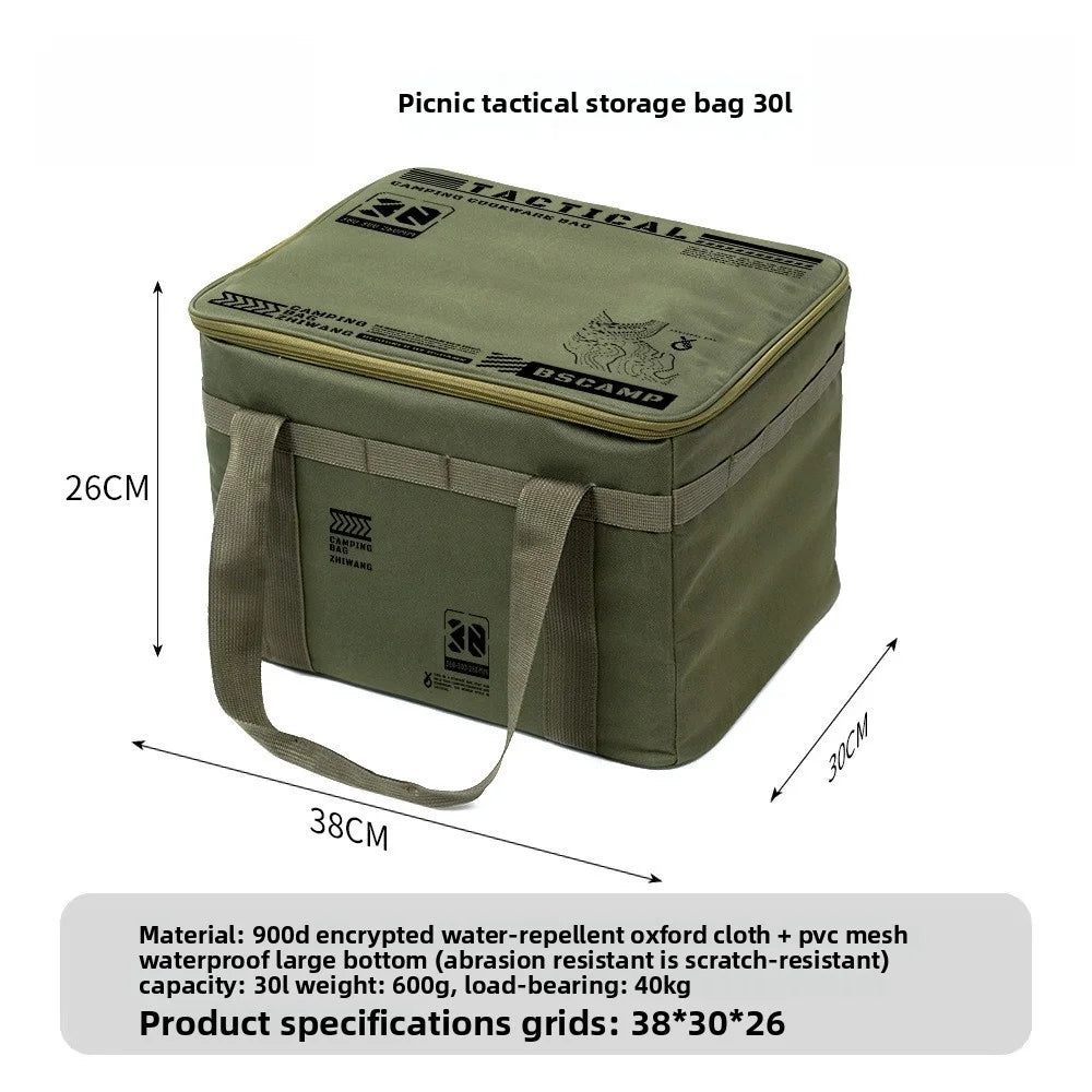 30-42L Outdoor Large Capacity Storage Bag Cookware Set Anti-collision Gas Canister Storage Box Camping Picnic Bag Tableware