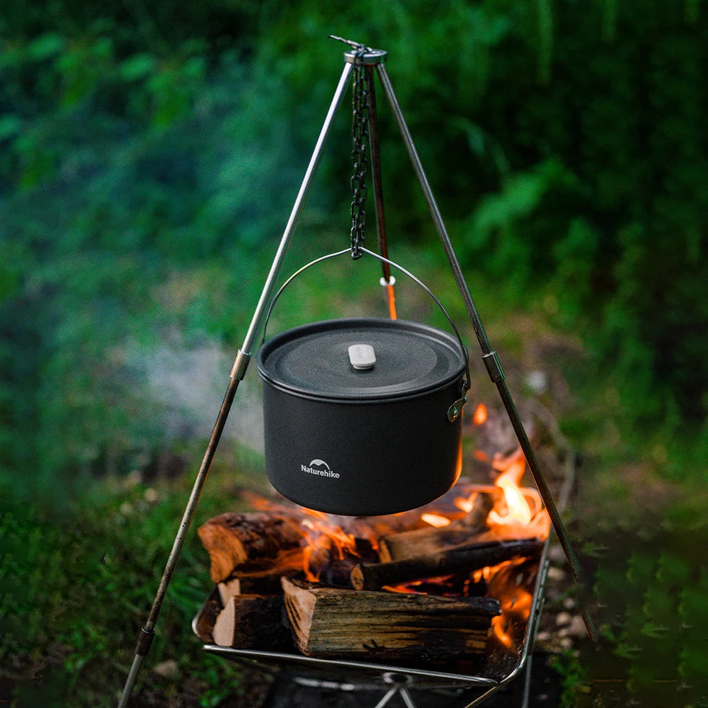 Naturehike Outdoor Pot Set,Camping Cooking Equipment,Portable Stainless Steel Frying Pan Hanging Pot,Hiking Picnic Tableware