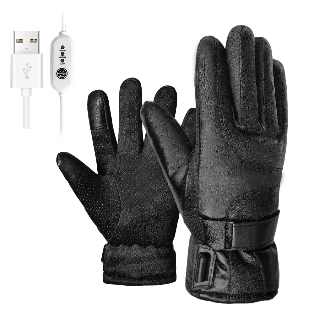 Windproof Winter Sports Mitten(Mobile Power Bank not included)Outdoor Camping Hand Warmer Gloves Electric Heated Skiing Gloves