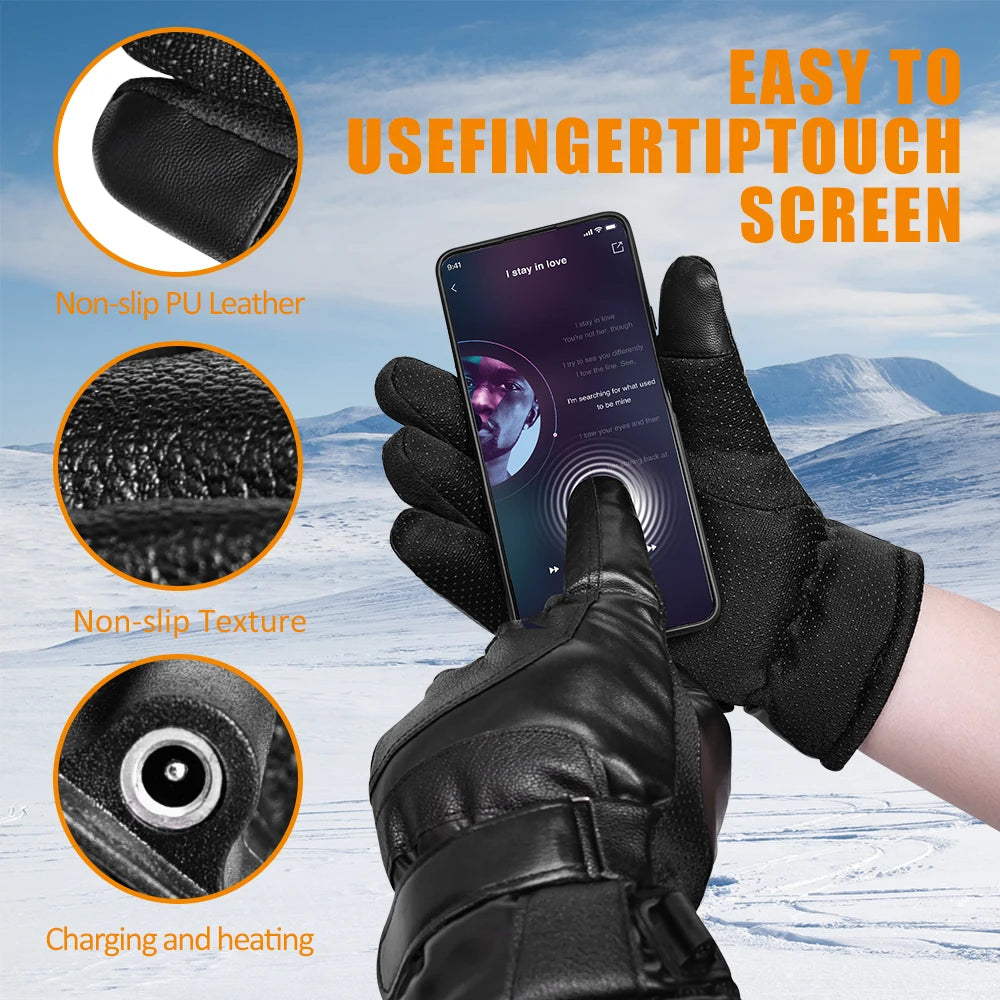 Windproof Winter Sports Mitten(Mobile Power Bank not included)Outdoor Camping Hand Warmer Gloves Electric Heated Skiing Gloves