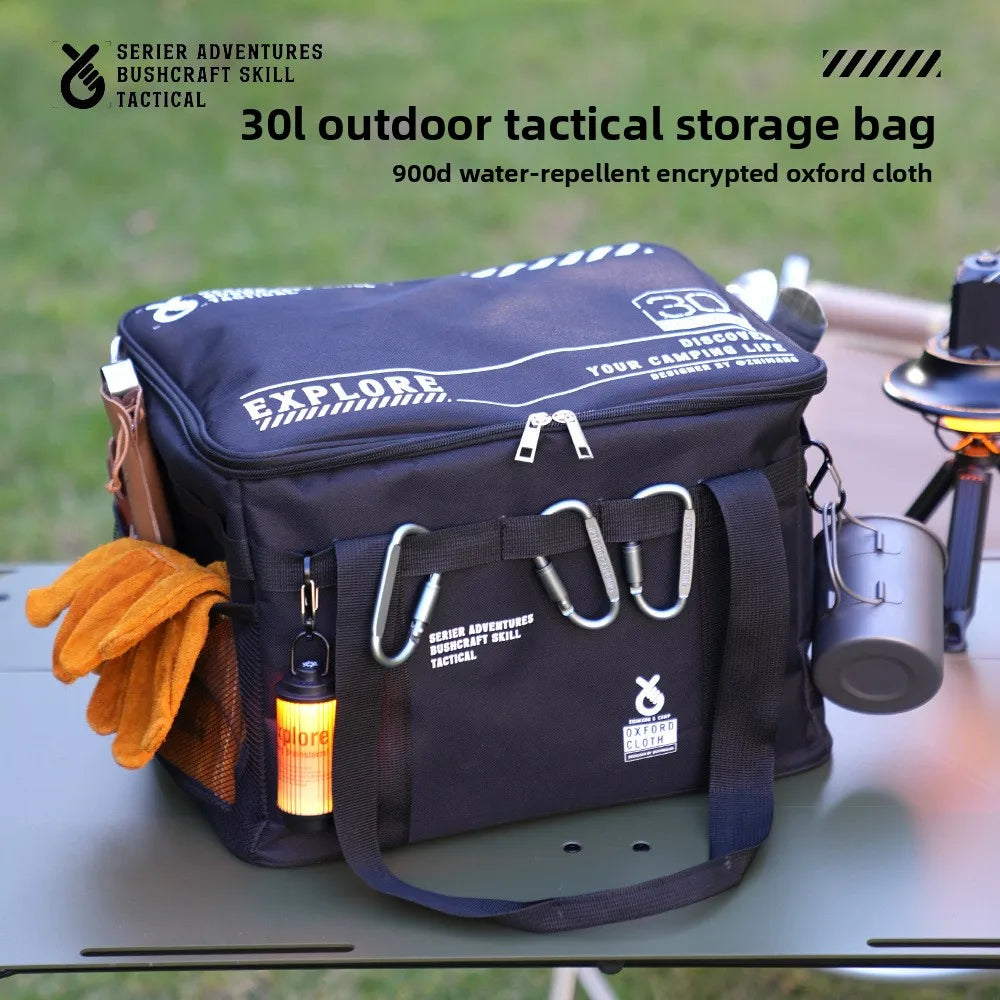 30-42L Outdoor Large Capacity Storage Bag Cookware Set Anti-collision Gas Canister Storage Box Camping Picnic Bag Tableware
