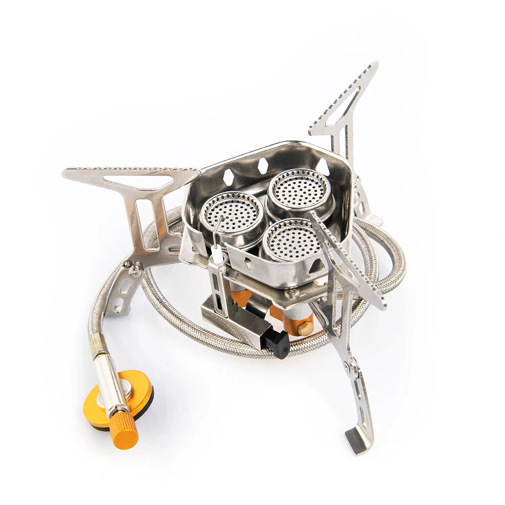 Newest Arrival Outdoor Portable Three Head Stove Camping Windproof Stove Camping Picnic Burner Outdoor Foldable Gas Stove