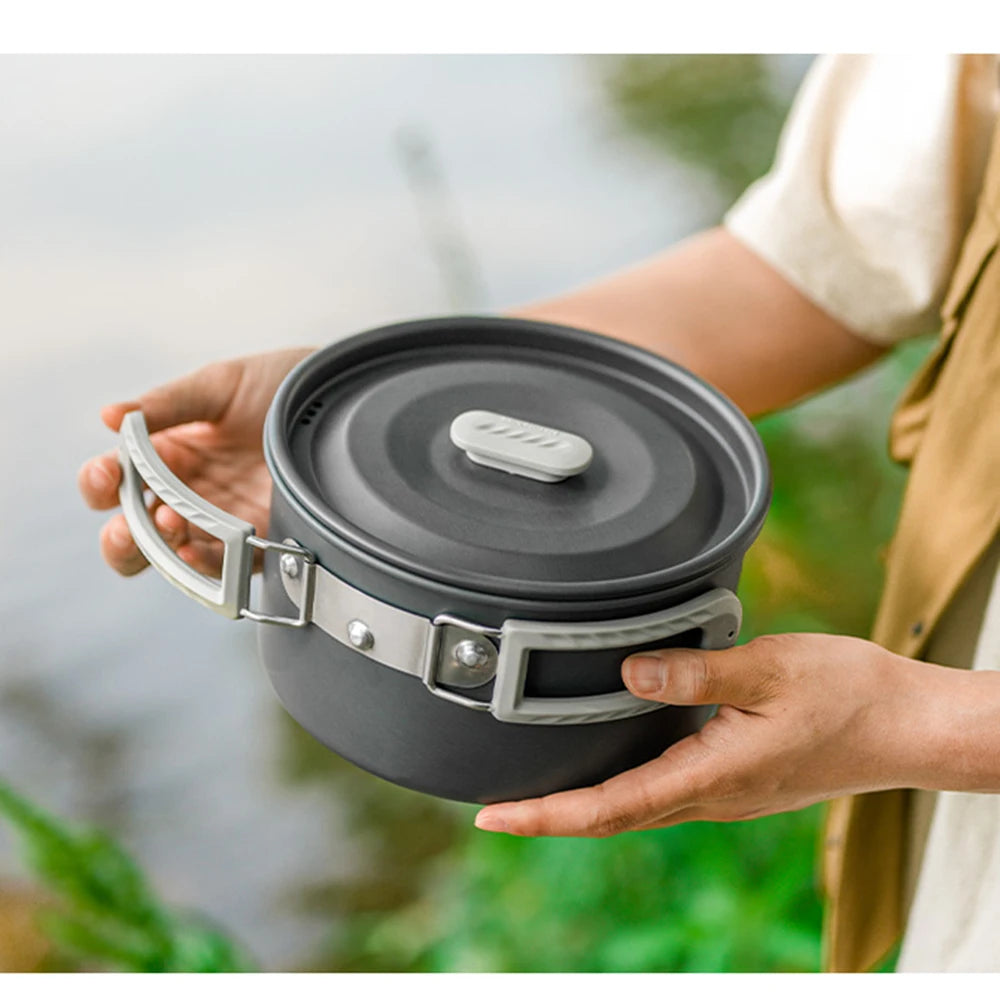 Naturehike Outdoor Pot Set,Camping Cooking Equipment,Portable Stainless Steel Frying Pan Hanging Pot,Hiking Picnic Tableware