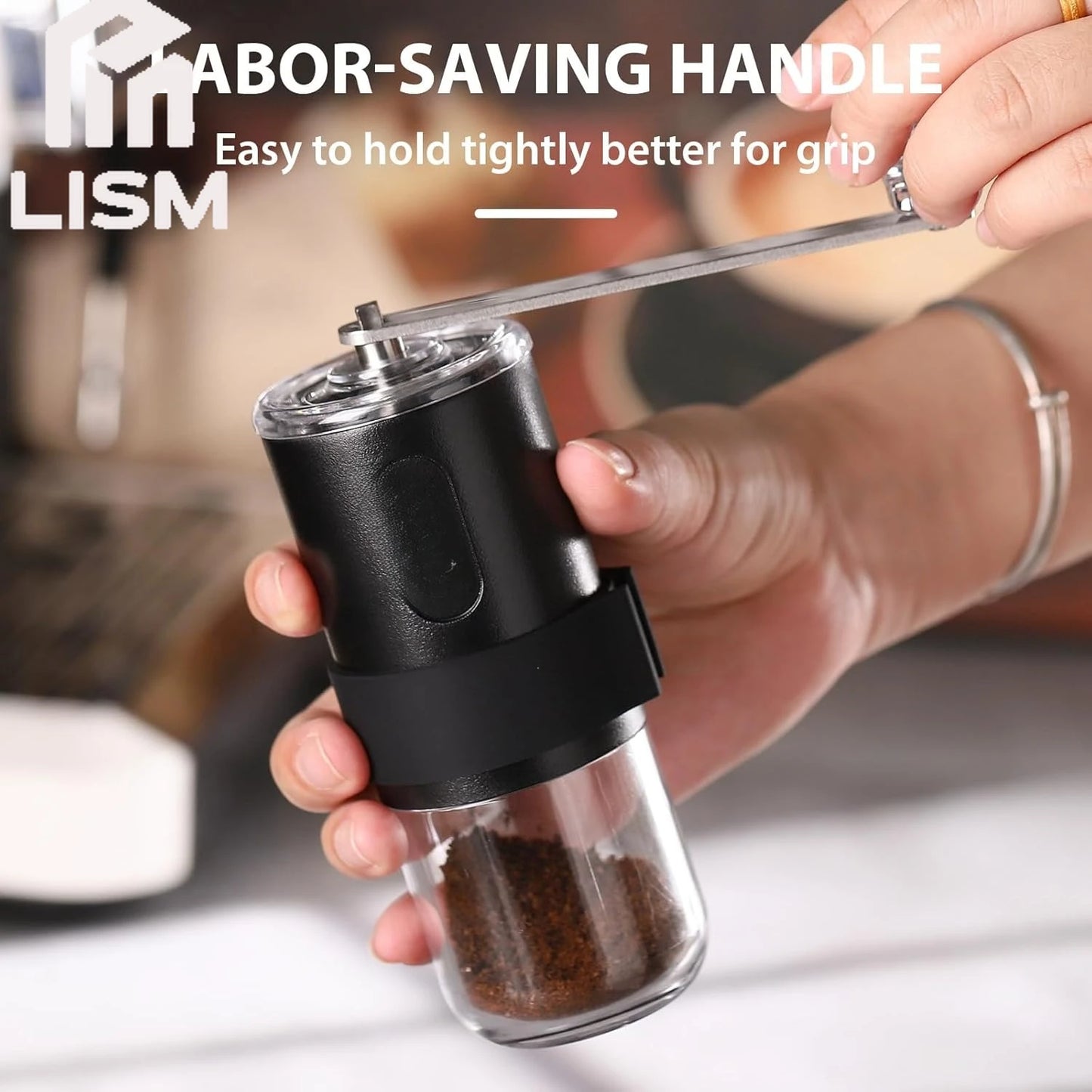 Portable Manual Coffee Bean Grinder with Conical Ceramic Burr Foldable Coffee Grinder for Outdoor Travel Adjustable Coarseness