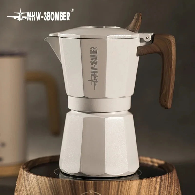 MHW-3BOMBER Double Valve Moka Pot,Italian Espresso Maker Stovetop Coffee Machine,Cafe Brewing Tools Home Barista Accessories
