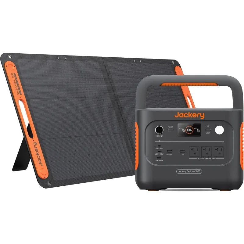 Jackery Solar Generator 1000 v2 with 100W Solar Panel,1070Wh Portable Power Station LiFePO4 Battery,1500W AC/100W USB-C Output,1