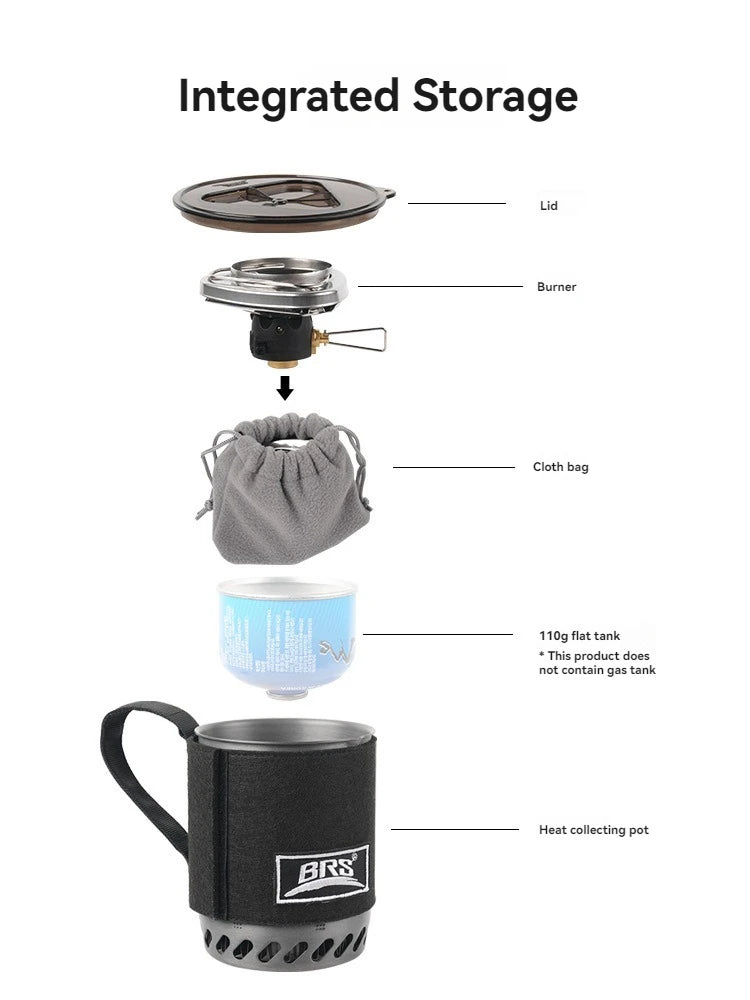 BRS Camping Pot Stove With Heat Exchanger BRS-61 Jet Boil Gas Stove Quick Burn Coffee Cup Furnace Backpacking Camp Burner