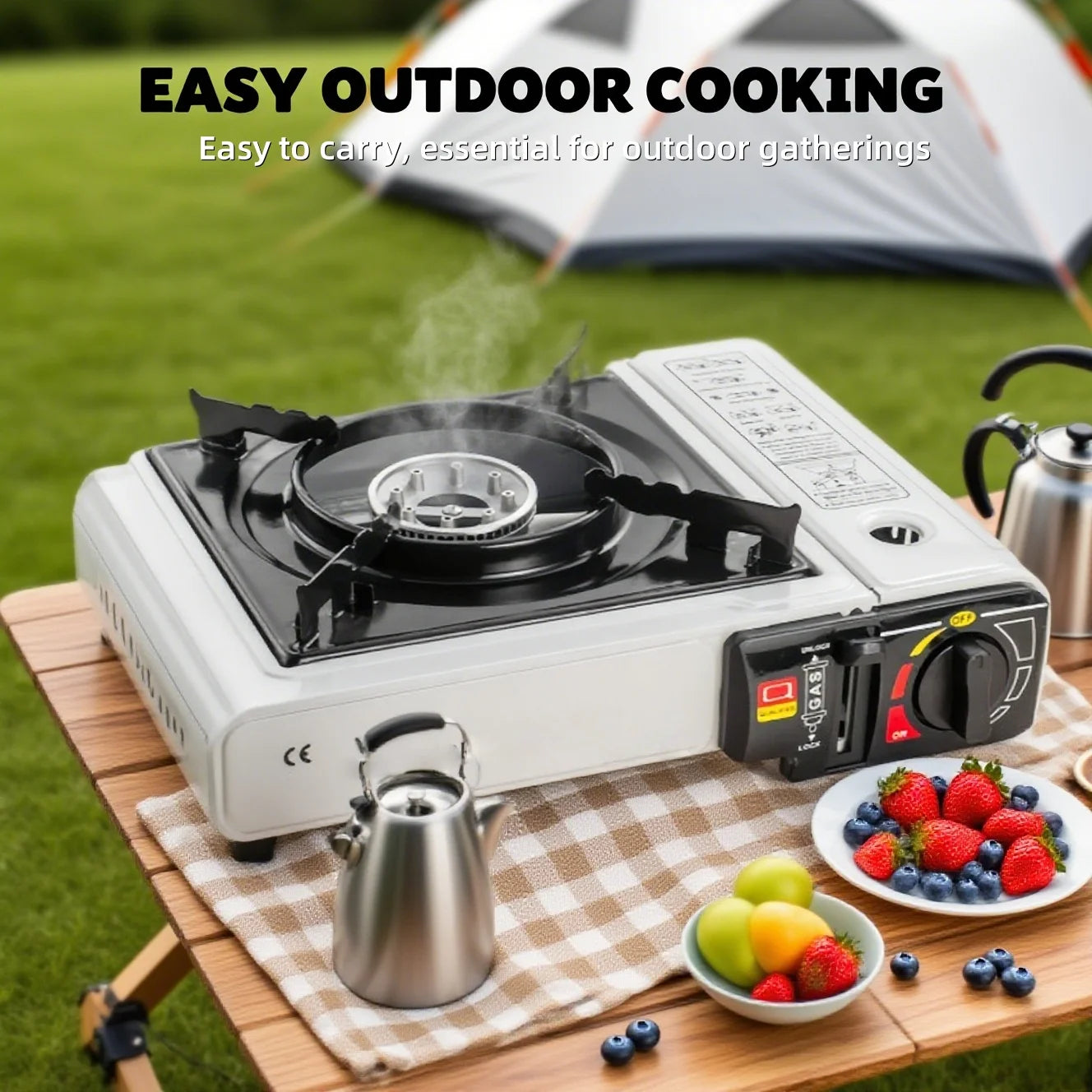 Portable cartridge stove: A multi-functional outdoor barbecue stove, suitable for camping and an essential item for gatherings.