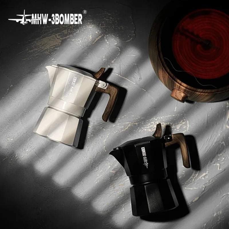 MHW-3BOMBER Double Valve Moka Pot,Italian Espresso Maker Stovetop Coffee Machine,Cafe Brewing Tools Home Barista Accessories
