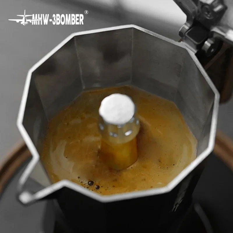 MHW-3BOMBER Double Valve Moka Pot,Italian Espresso Maker Stovetop Coffee Machine,Cafe Brewing Tools Home Barista Accessories