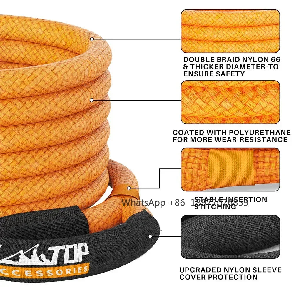 ALL-TOP Kinetic Recovery Rope, 48000 Lbs Extreme Duty 30% Elasticity Energy Snatch Strap For 4x4 Offroad Vehicle