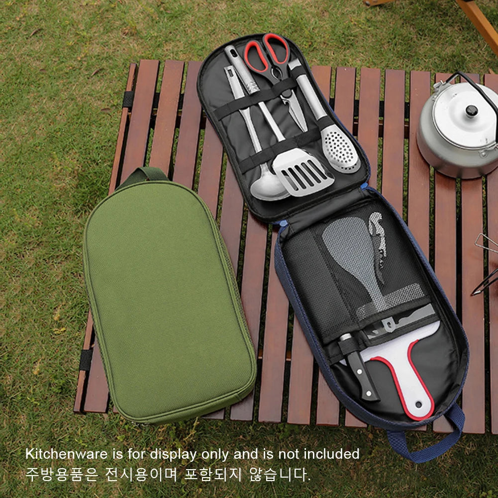 Kitchen Utensil Storage Bag Portable Cookware Storage Bag Large Capacity Picnic BBQ Tableware Pouch Outdoor Camping Supplies