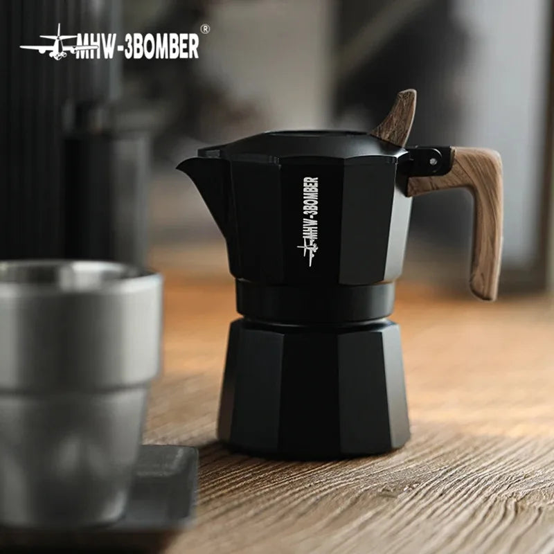 MHW-3BOMBER Double Valve Moka Pot,Italian Espresso Maker Stovetop Coffee Machine,Cafe Brewing Tools Home Barista Accessories