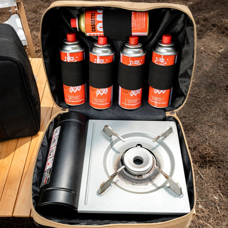 Outdoor Cassette Stove Gas Tank Storage Bag Large Capacity Camping Baking Pan Cookware Storage Bag Thickened Anti-Collision Bag