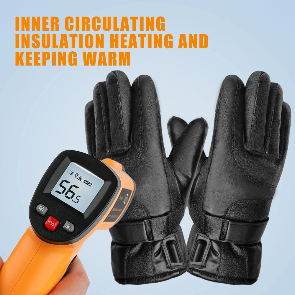 Windproof Winter Sports Mitten(Mobile Power Bank not included)Outdoor Camping Hand Warmer Gloves Electric Heated Skiing Gloves