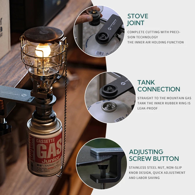CAMPINGMOON Z18 BKZ18 Flat Gas Cylinder Lamp Stove Head Heating Stove Table Fixing Fixture Camping Desktop Extension Accessories