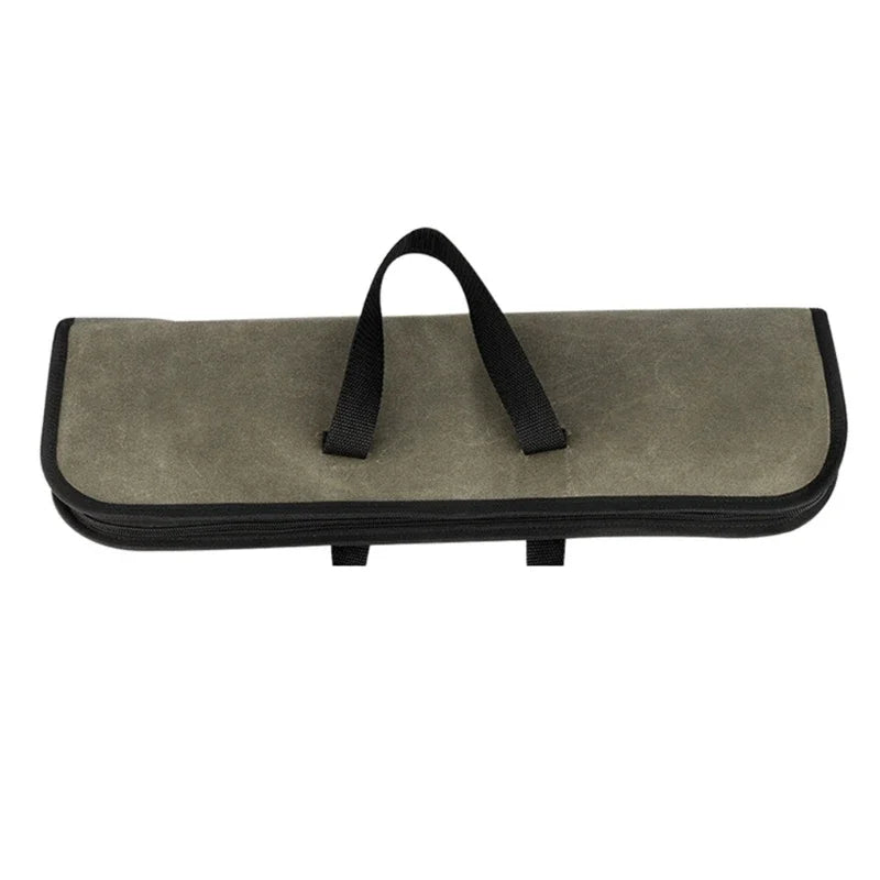 Chef Knife Bag Kitchen Roll Heavy Duty Waxed Canvas Chef Knife Bag Kitchen Roll Bag Portable Durable Storage Camping