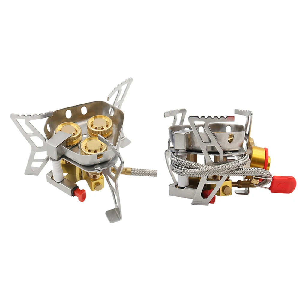 6800W High Power Outdoor Stove 3-Core Gases Burner Windproof Camping Stove with Adjustable Valve for Hiking Picnic Cooking