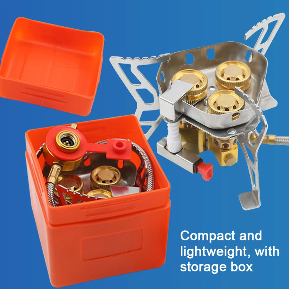 6800W High Power Outdoor Stove 3-Core Gases Burner Windproof Camping Stove with Adjustable Valve for Hiking Picnic Cooking