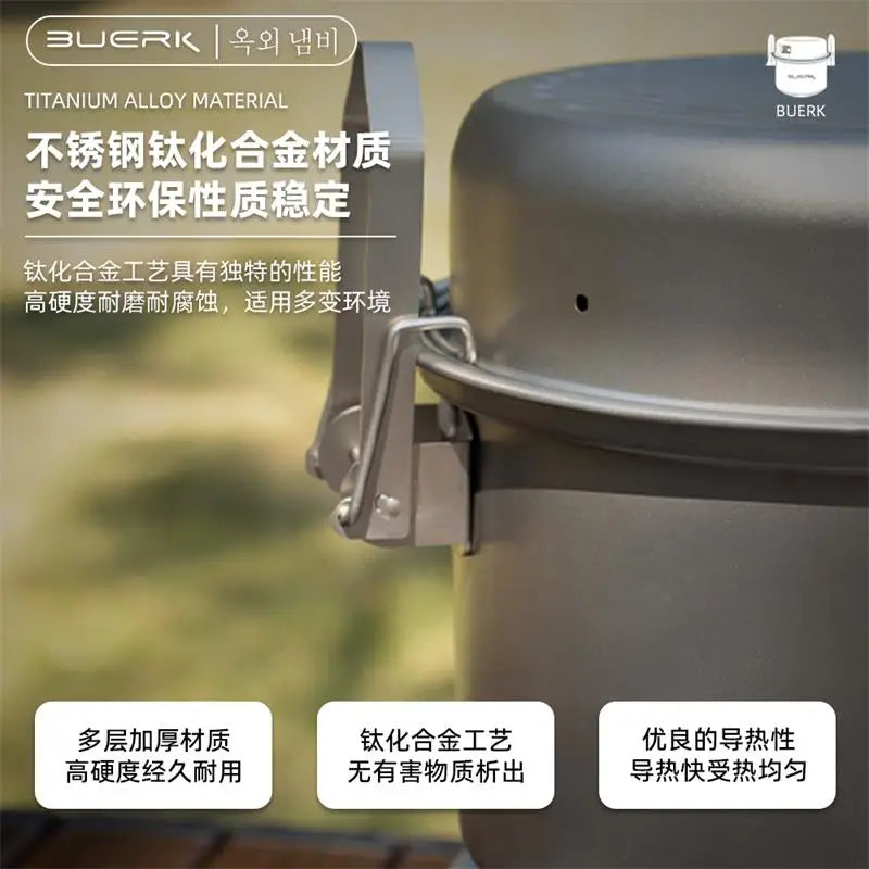 BUERK camping micro-pressure outdoor pots and pans self-driving tour cooking artifact travel universal set cooking pot