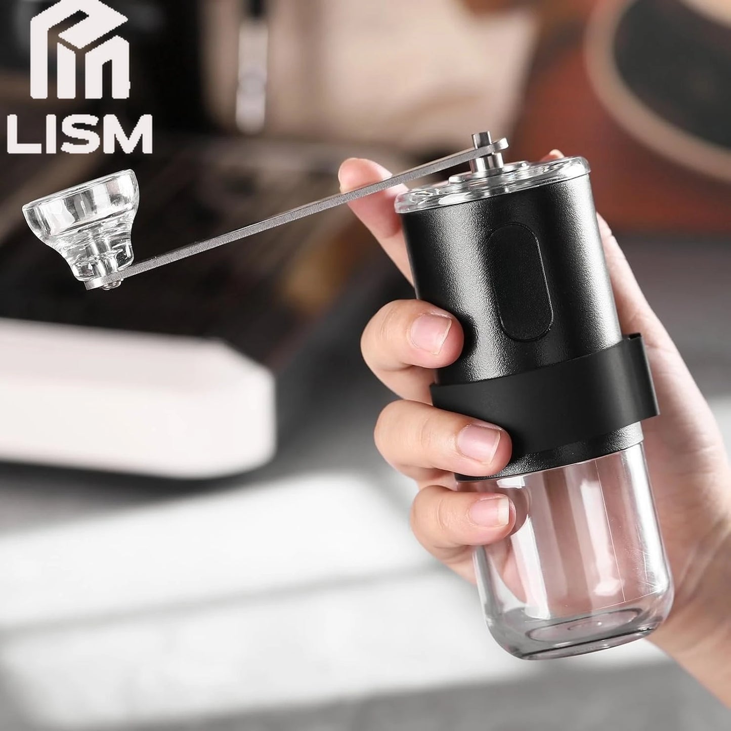 Portable Manual Coffee Bean Grinder with Conical Ceramic Burr Foldable Coffee Grinder for Outdoor Travel Adjustable Coarseness