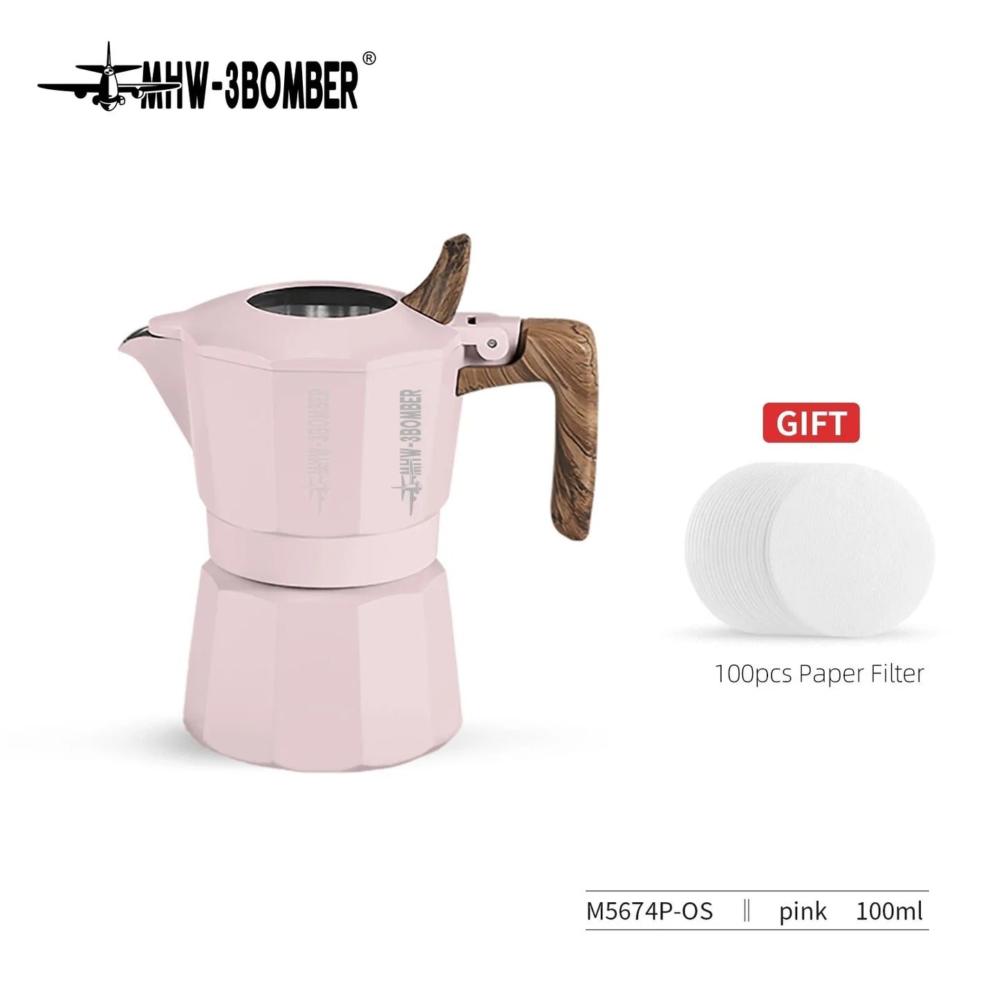 MHW-3BOMBER Double Valve Moka Pot,Italian Espresso Maker Stovetop Coffee Machine,Cafe Brewing Tools Home Barista Accessories
