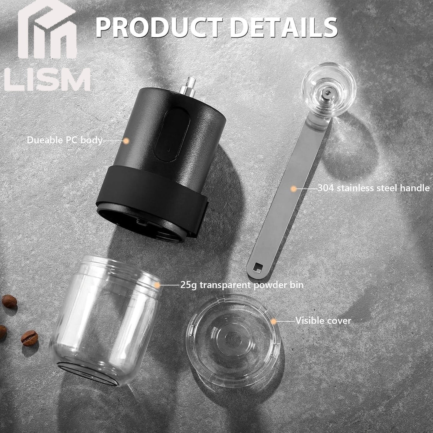 Portable Manual Coffee Bean Grinder with Conical Ceramic Burr Foldable Coffee Grinder for Outdoor Travel Adjustable Coarseness