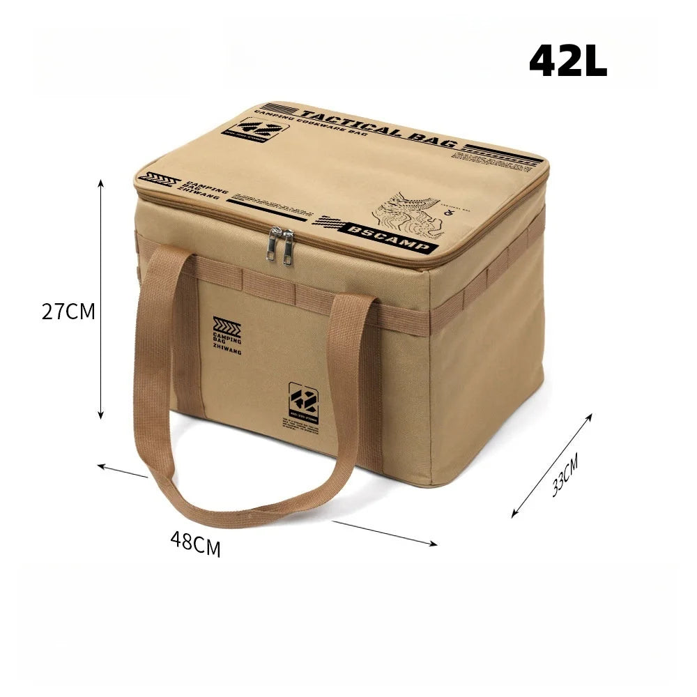 30-42L Outdoor Large Capacity Storage Bag Cookware Set Anti-collision Gas Canister Storage Box Camping Picnic Bag Tableware