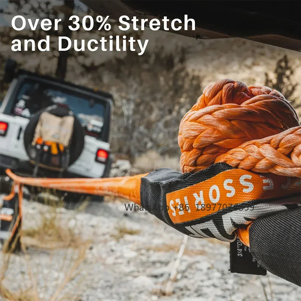 ALL-TOP Kinetic Recovery Rope, 48000 Lbs Extreme Duty 30% Elasticity Energy Snatch Strap For 4x4 Offroad Vehicle