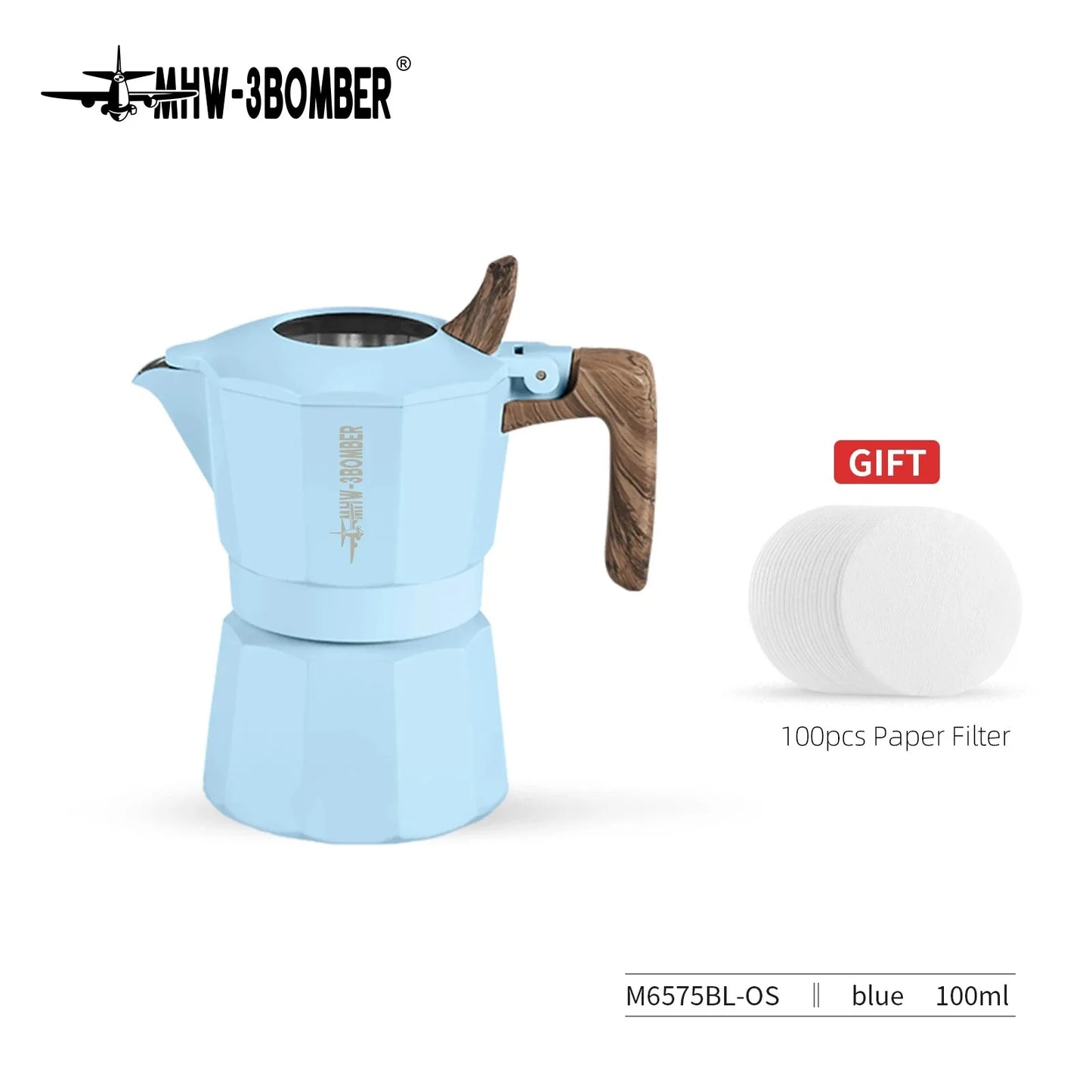 MHW-3BOMBER Double Valve Moka Pot,Italian Espresso Maker Stovetop Coffee Machine,Cafe Brewing Tools Home Barista Accessories
