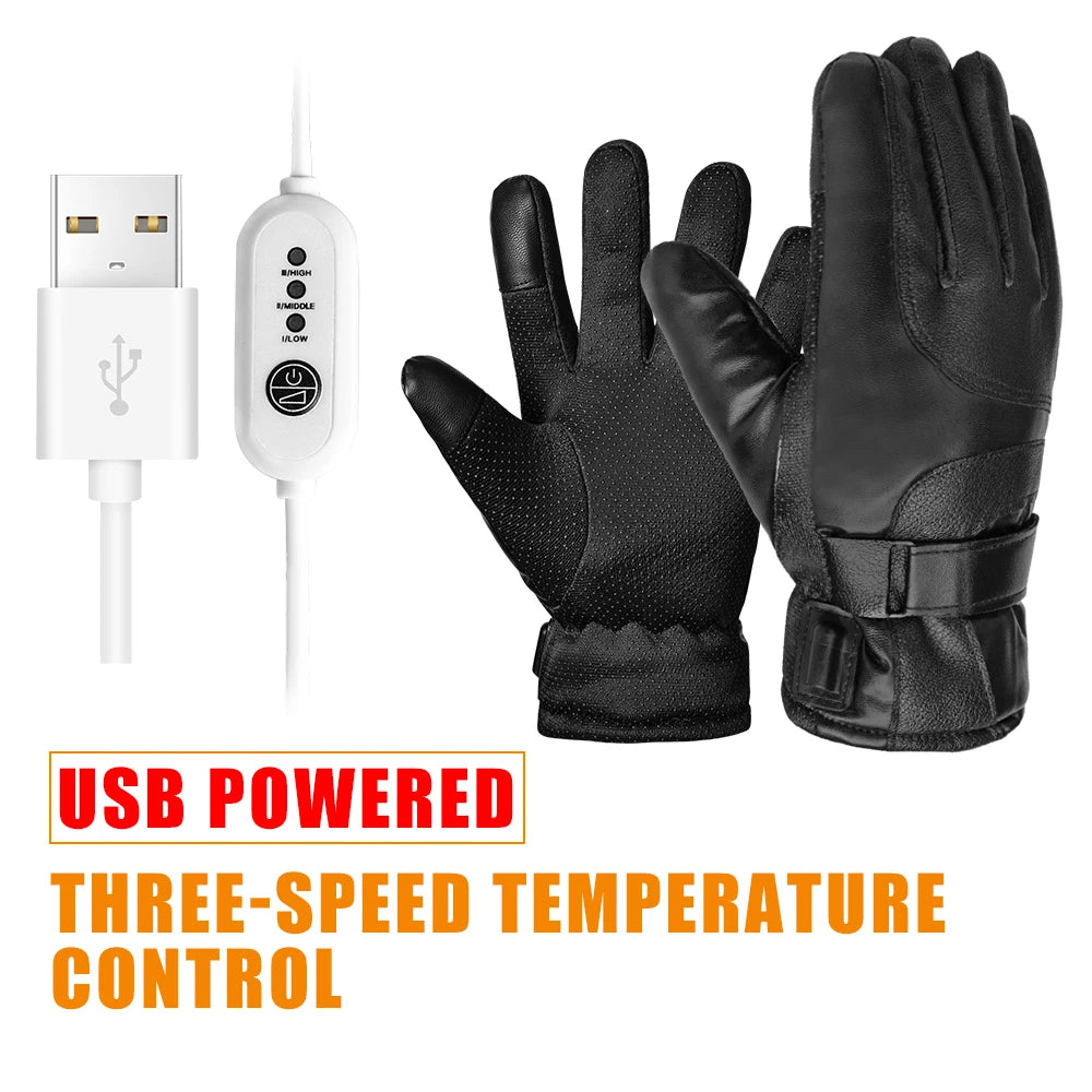 Windproof Winter Sports Mitten(Mobile Power Bank not included)Outdoor Camping Hand Warmer Gloves Electric Heated Skiing Gloves
