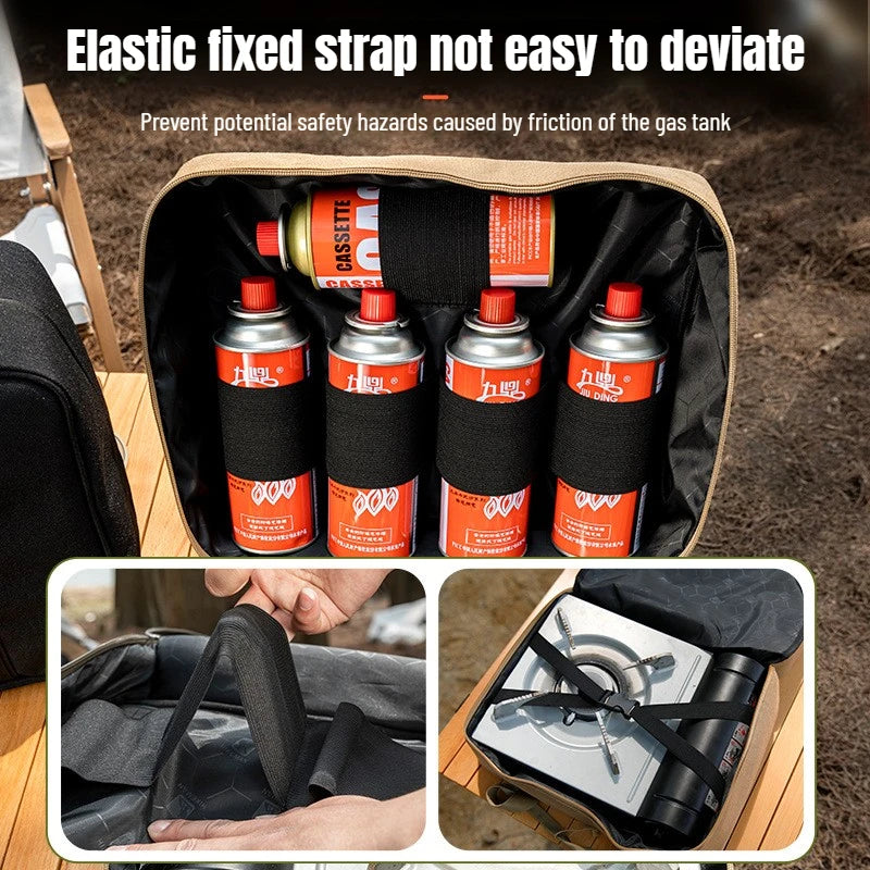 Outdoor Cassette Stove Gas Tank Storage Bag Large Capacity Camping Baking Pan Cookware Storage Bag Thickened Anti-Collision Bag