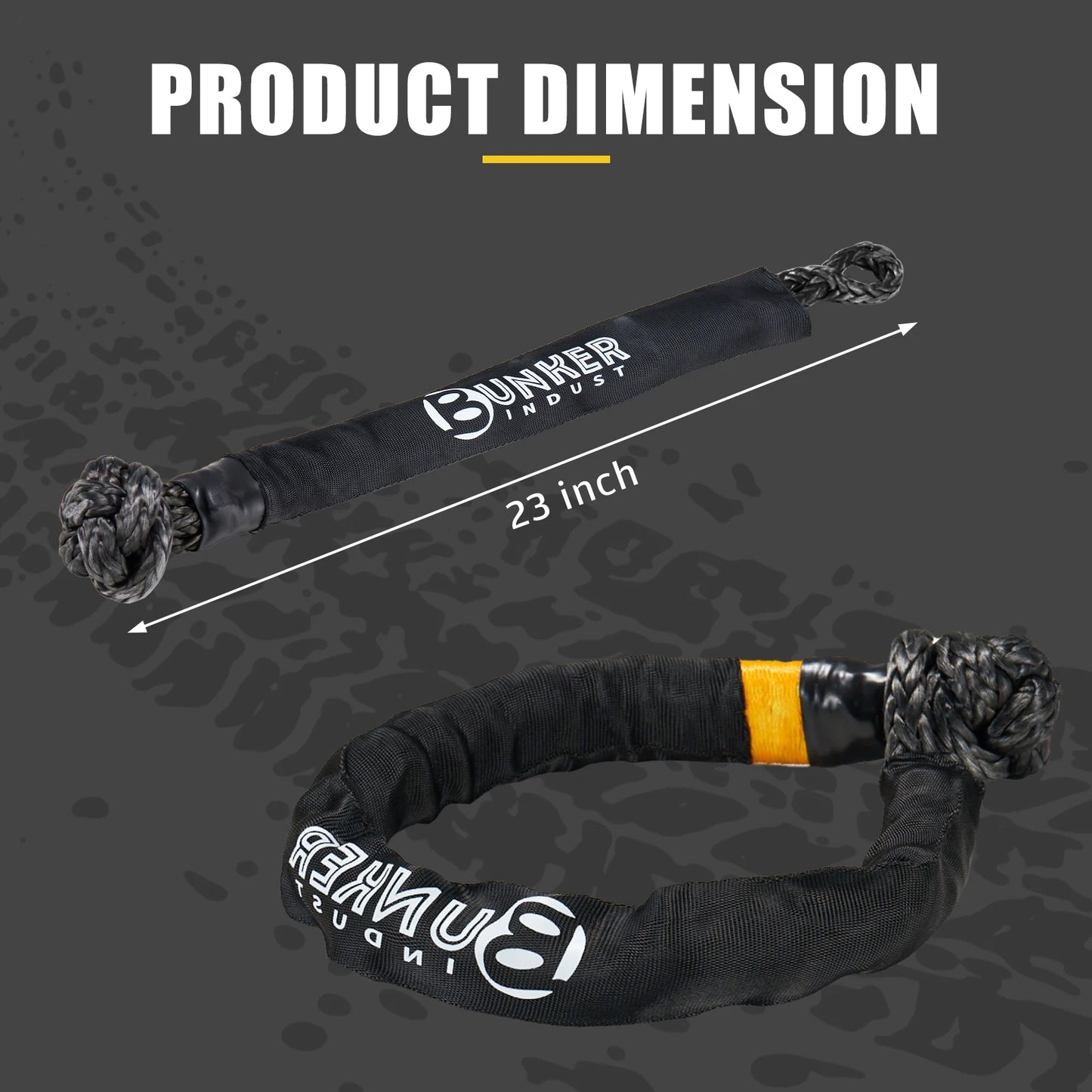 BUNKER INDUST Off-Road 4x4 Recovery Soft Shackle 49000 LBS Black Synthetic Soft Shackle