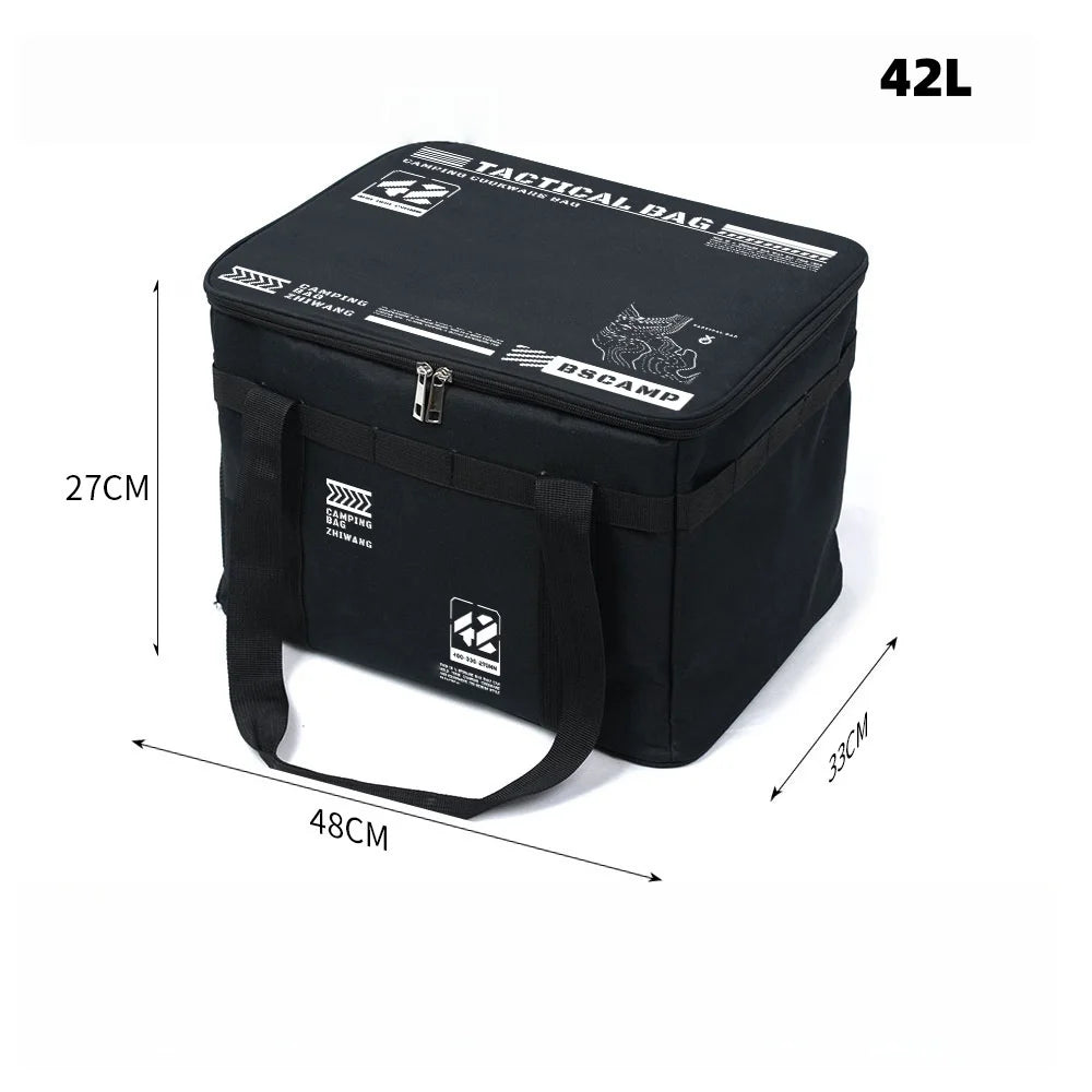 30-42L Outdoor Large Capacity Storage Bag Cookware Set Anti-collision Gas Canister Storage Box Camping Picnic Bag Tableware