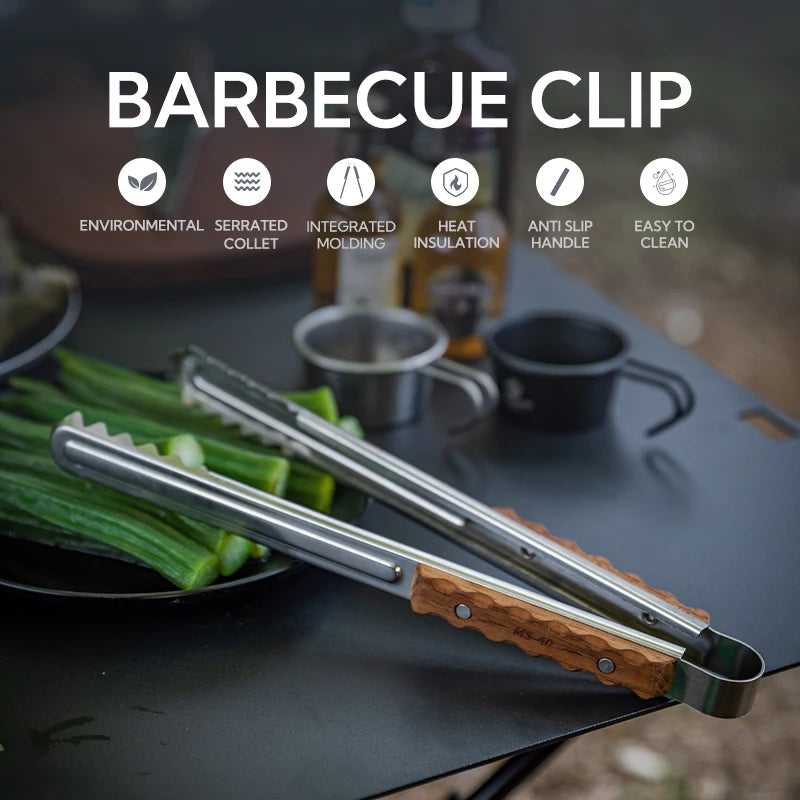 Outdoor Camping Kitchenware Cookware Serving Tongs Barbecue Clip Clamps Bbq Food Tongs Stainless Steel Bbq Food Clip Clamps
