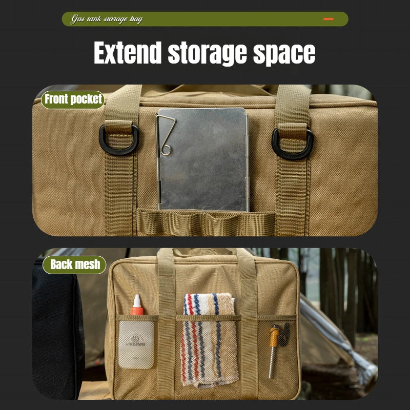 Outdoor Cassette Stove Gas Tank Storage Bag Large Capacity Camping Baking Pan Cookware Storage Bag Thickened Anti-Collision Bag