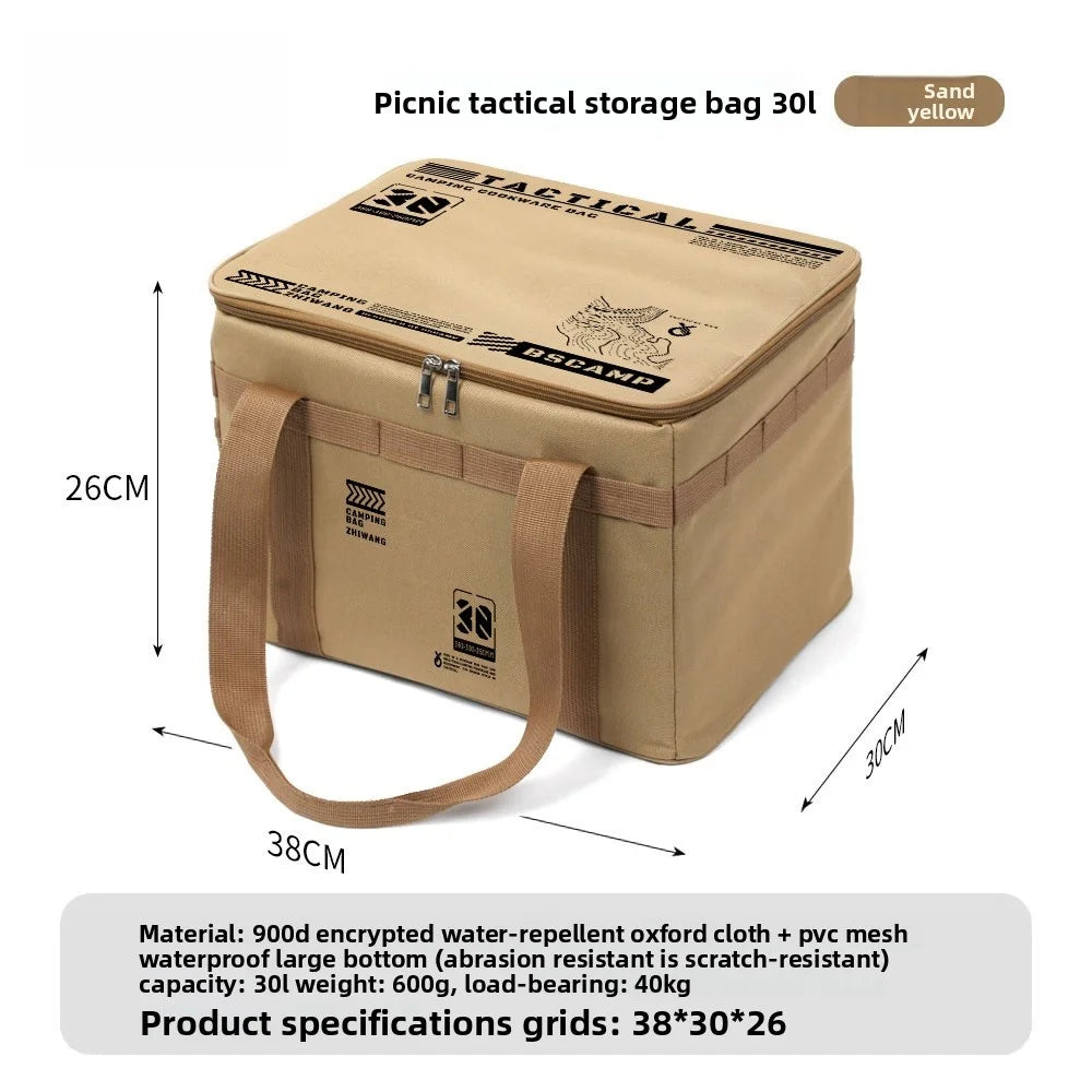 30-42L Outdoor Large Capacity Storage Bag Cookware Set Anti-collision Gas Canister Storage Box Camping Picnic Bag Tableware