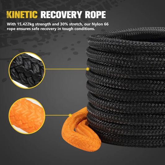 BUNKER INDUST 8PCS Recovery Kits 4x4 Offroad Tow Strap Traction Rope Synthetic Kinetic Off-road Soft Shackle Hitch Receiver