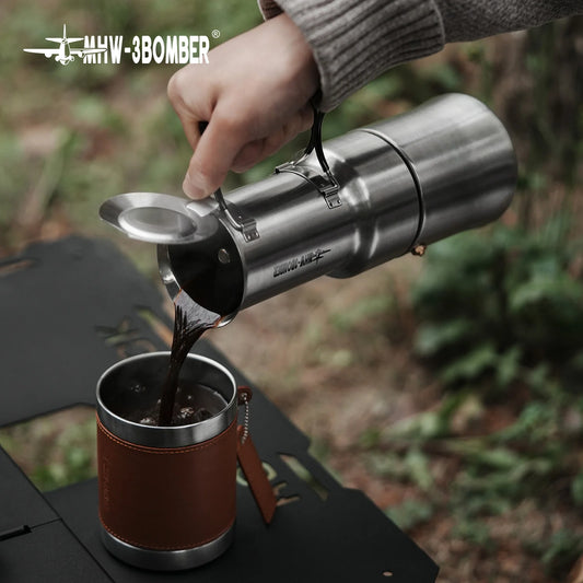 MHW-3BOMEBR Outdoors Moka Stovetop 350ML Espresso Coffee Pot Stainless Steel Portable Coffee Maker for Camping/Travel