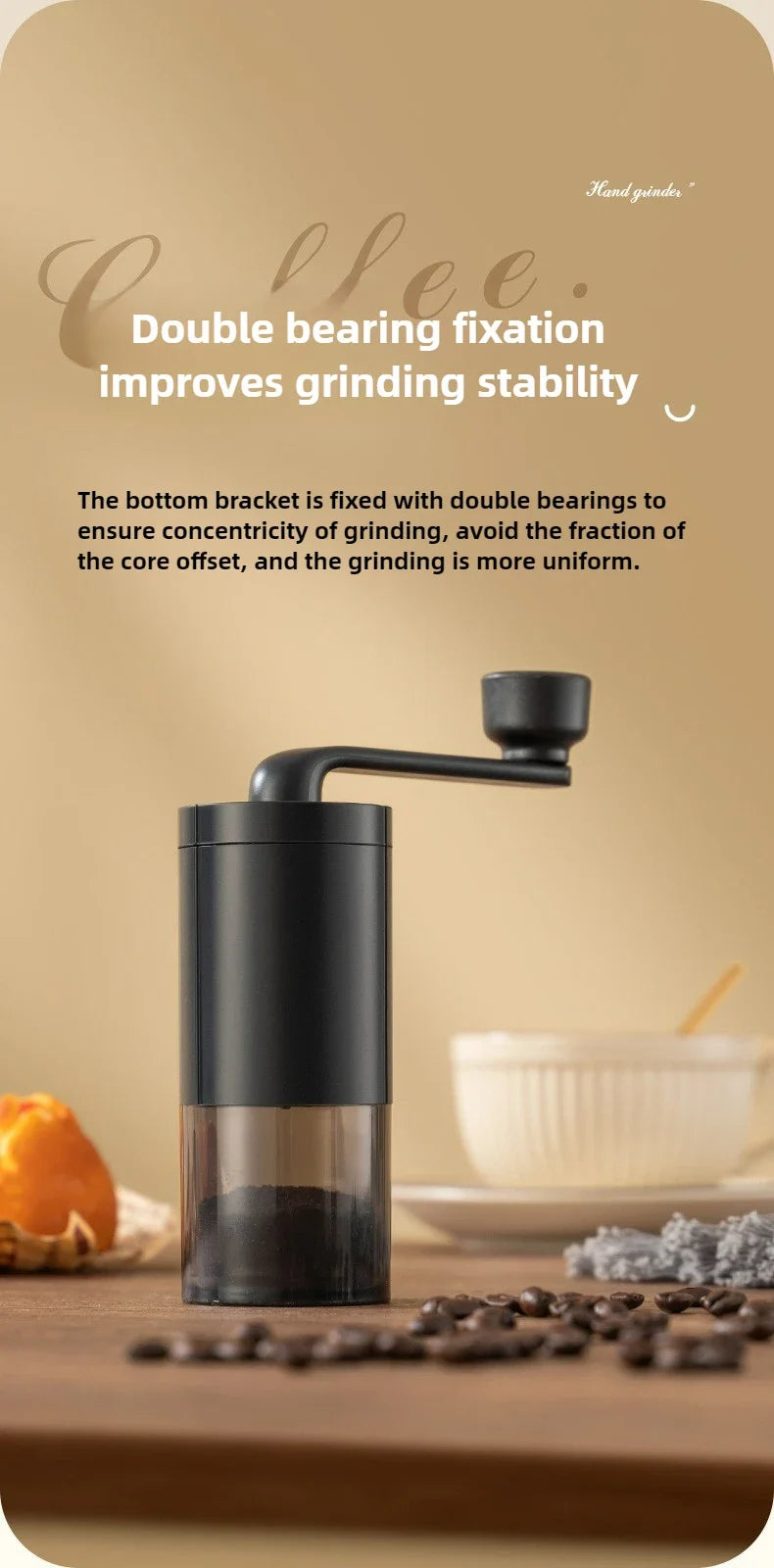 2025 New Hand Cranked Coffee Grinder Portable Adjustable Grinder Home Outdoors Travel Hand Crank Coffee Utensil