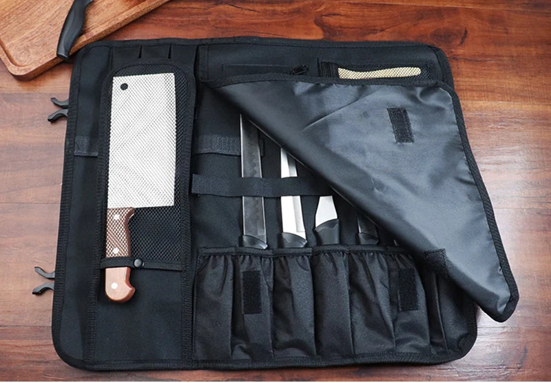 Chef Knife Roll Bag Kitchen Meat Cleaver Slicing Utensils Storage Pocket Camping Hunting Nakiri Japanese Knives Carry Case