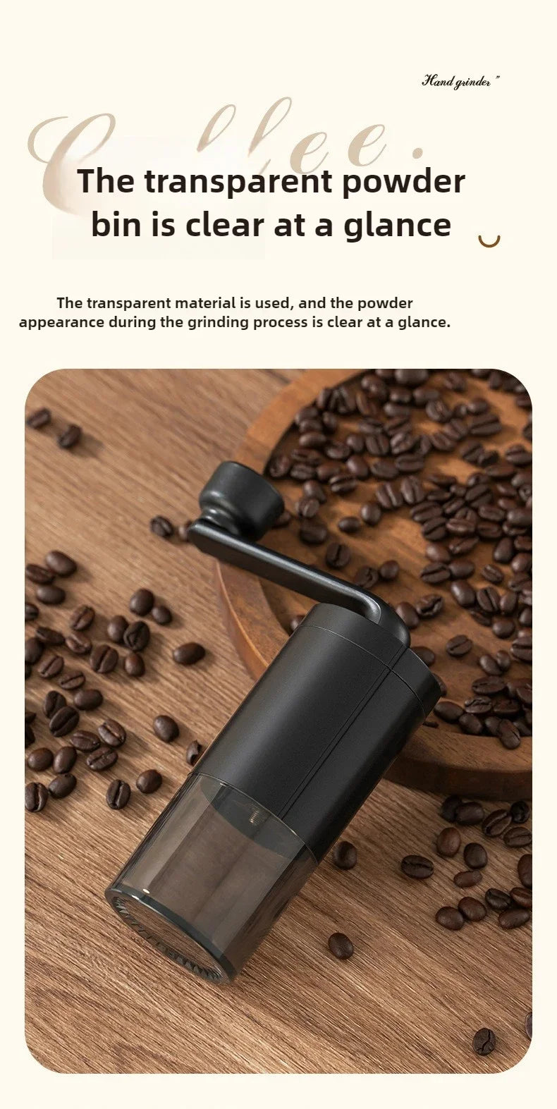 2025 New Hand Cranked Coffee Grinder Portable Adjustable Grinder Home Outdoors Travel Hand Crank Coffee Utensil