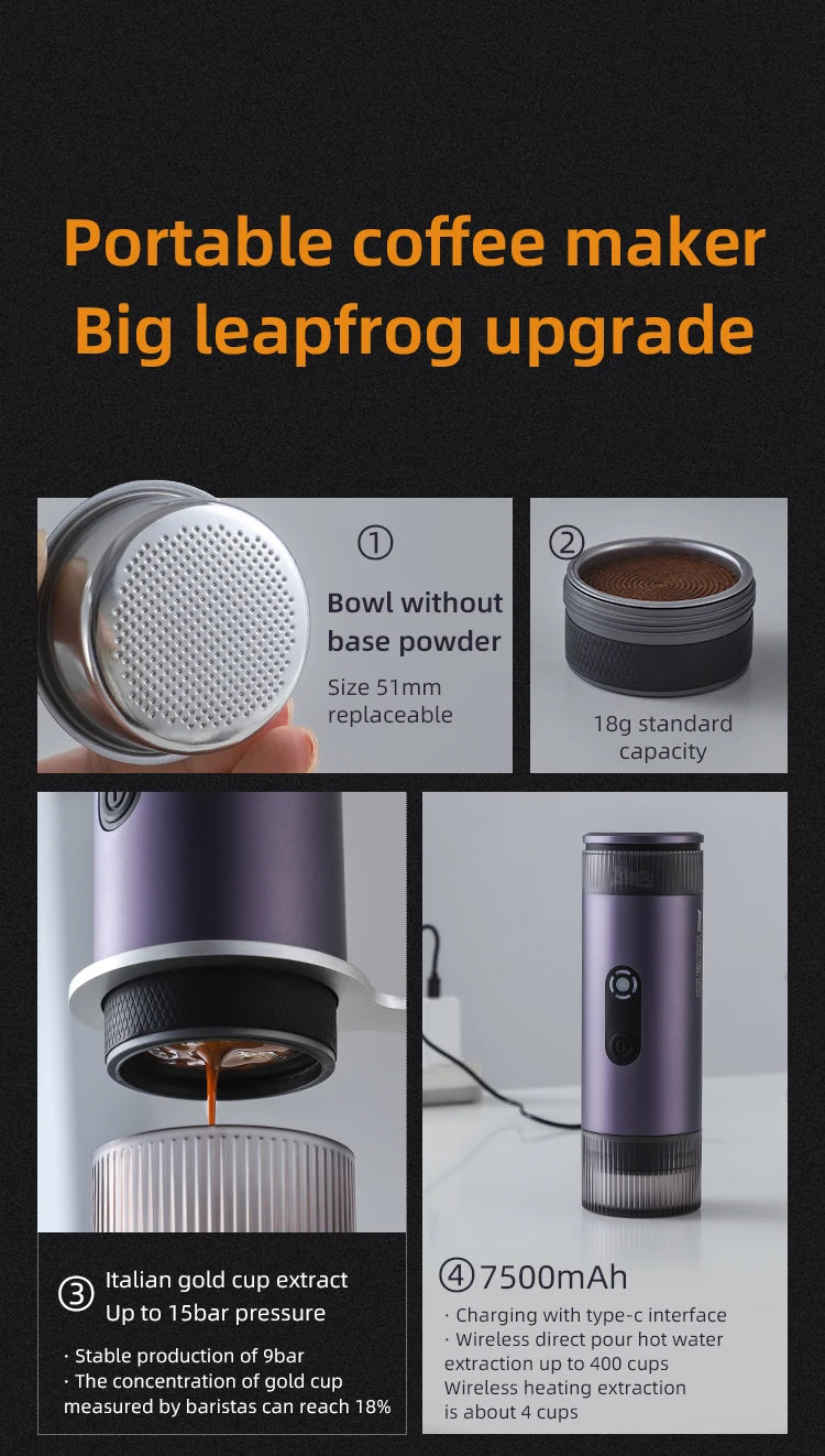 Bincoo Camping Portable Coffee Machine，Electric Wireless Heating Concentrate Extraction Espresso Machine，Design RedDot Award Hot