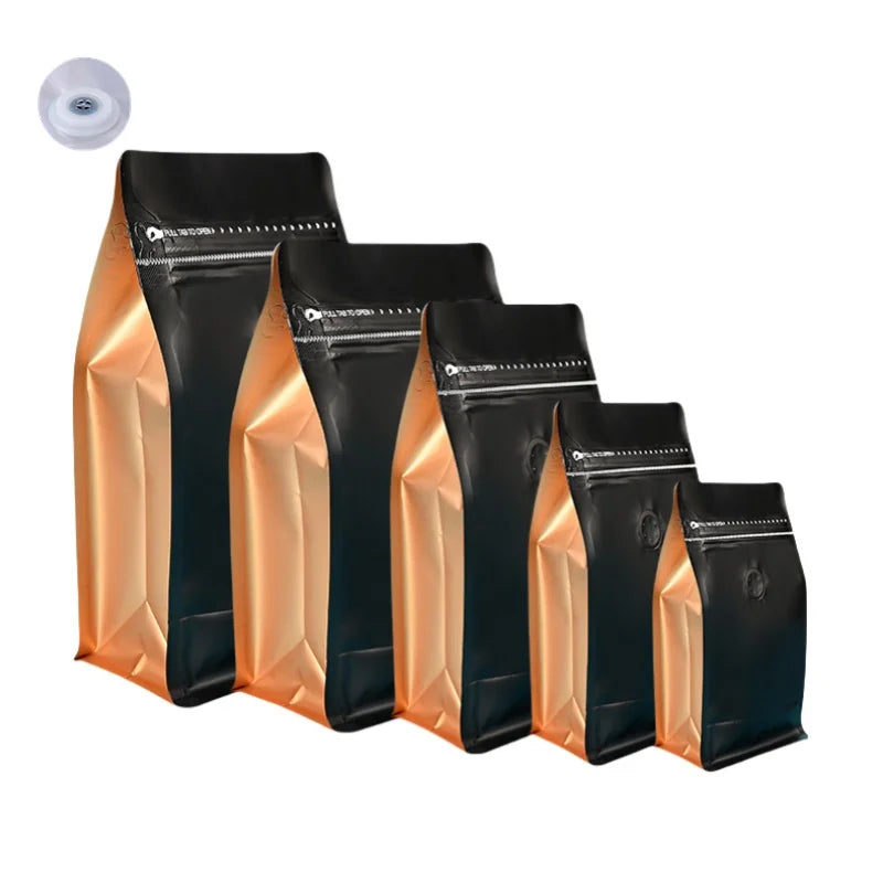 StoBag 50pcs Coffee Beans Bag Packaging with/No Valve Aluminum Foil Sealed for Powder Nuts Storage Reusable Pouches