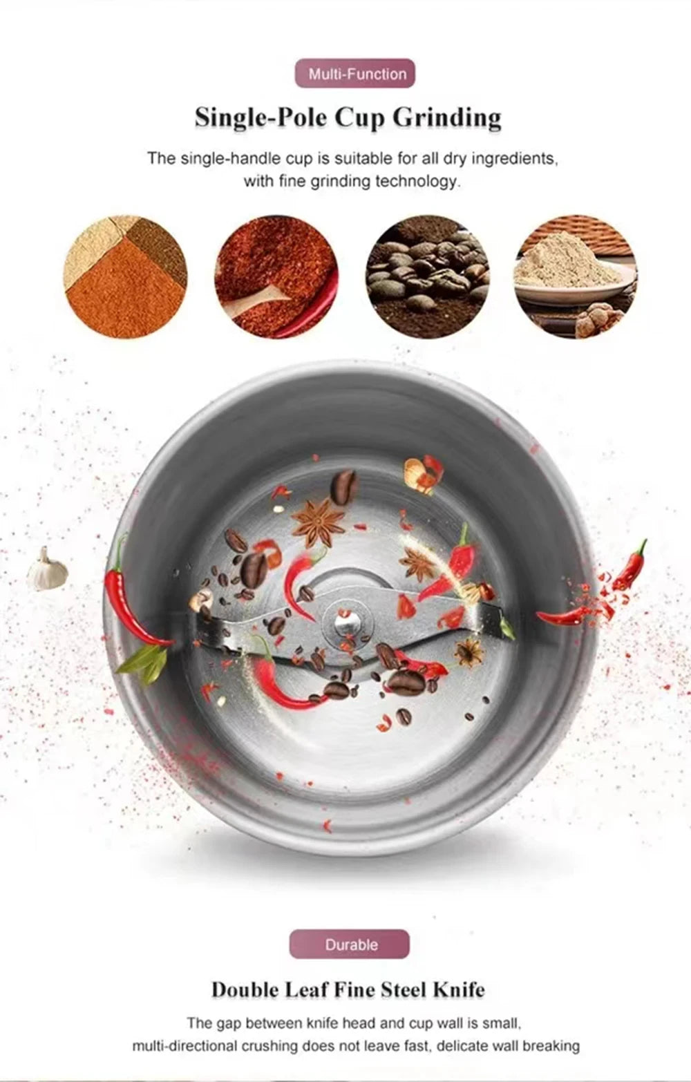 Coffee Grinder high-power Beans Grinder Machine  Detachable for cleaning household multifunctional Blender For Kitchen Cafe