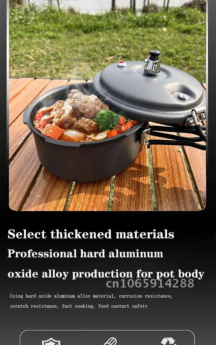 Portable Folding Outdoor Pressure Cooker Hiking Mountaineering Pressure Cooker 80kpa Plateau Cookware Camping Mini 1.8L