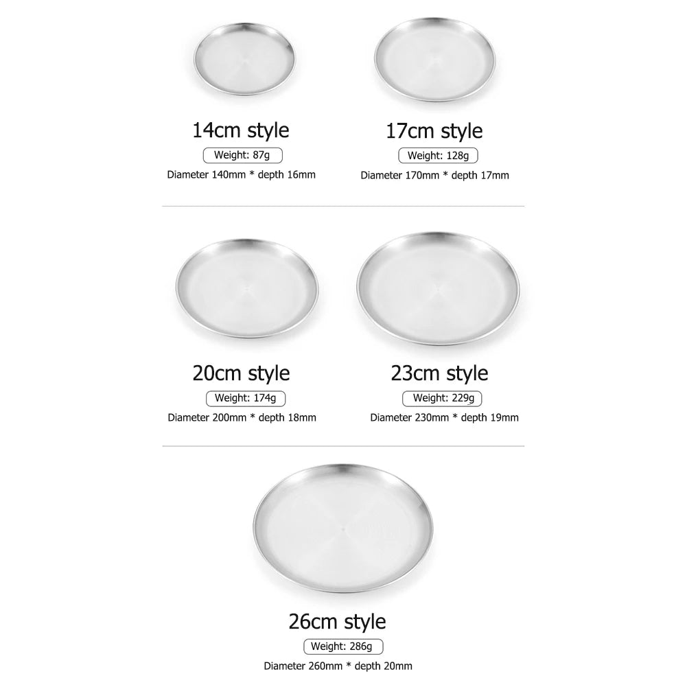 Stainless Steel Plates Camping Plates Reusable Dinner Plates Feeding Serving Tableware for Outdoor Camping Hiking Picnic BBQ