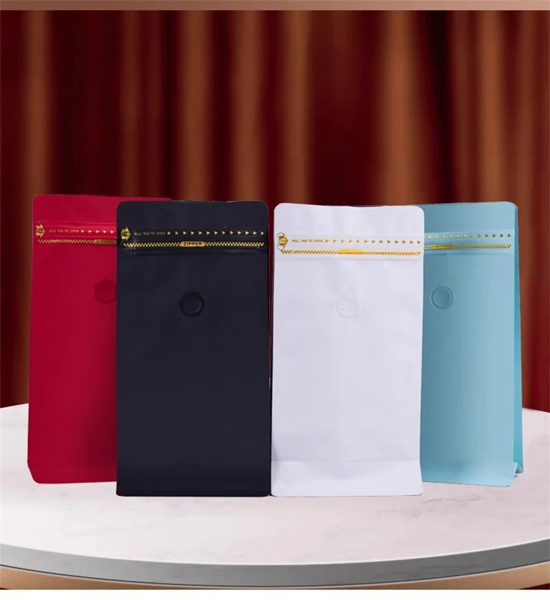 StoBag 50pcs Coffee Beans Bag Packaging with/No Valve Aluminum Foil Sealed for Powder Nuts Storage Reusable Pouches