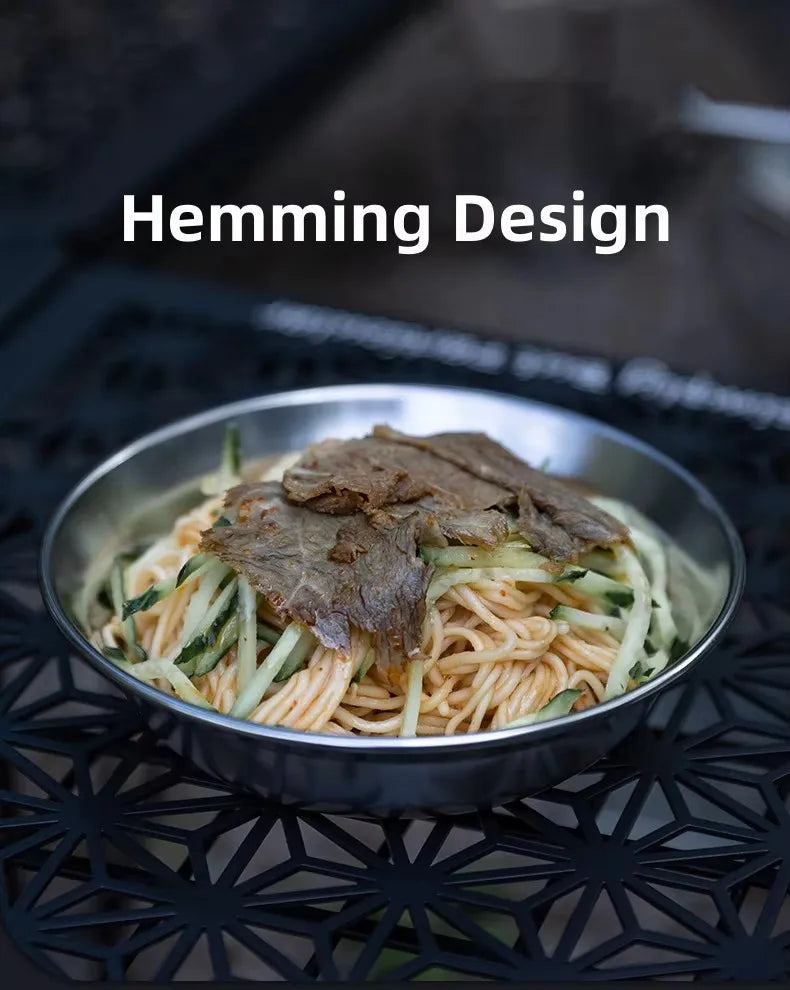 CAMPINGMOON Stainless Steel 304 Bowl Plate Dish Camping Cookware Set Japan Korea Style BBQ Outdoor Dish 8 Piece With Plate Set